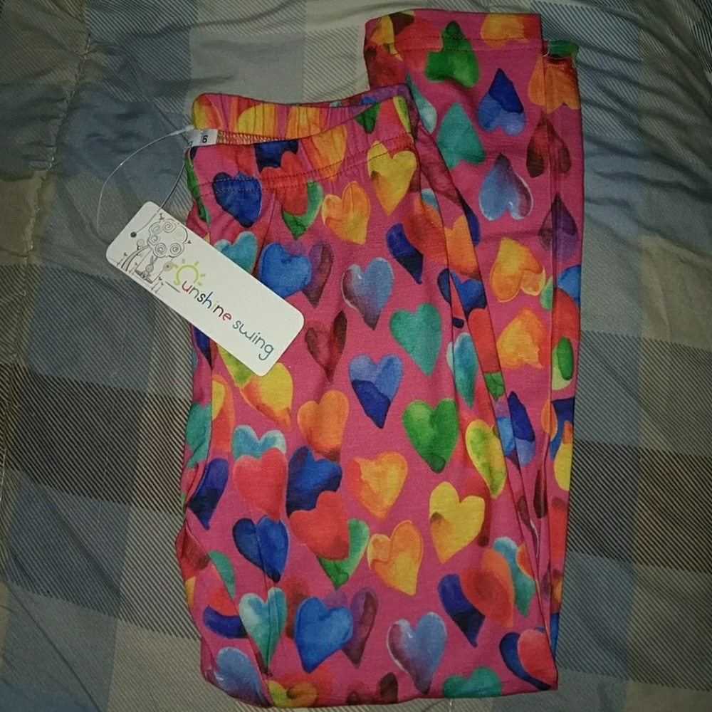 Sunshine Swing Girls' Heart Leggings NWT